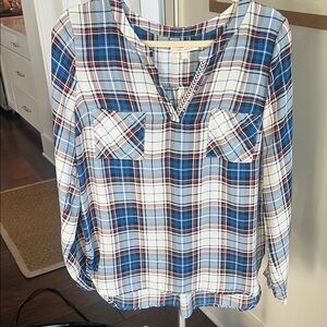 Skies Are Blue Multicolor Plaid Blouse